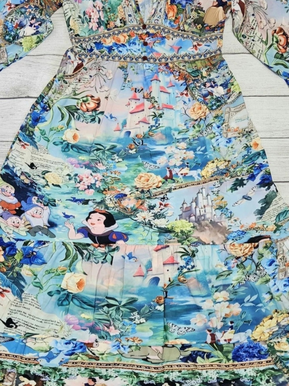 Blue Floral & Storybook Print Maxi Dress
